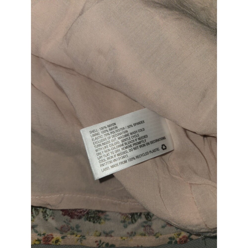 Xhilaration Womens XL Dress Floral NWT Smocked Bell Sleeve Nude Pink Mini Short - Picture 10 of 10